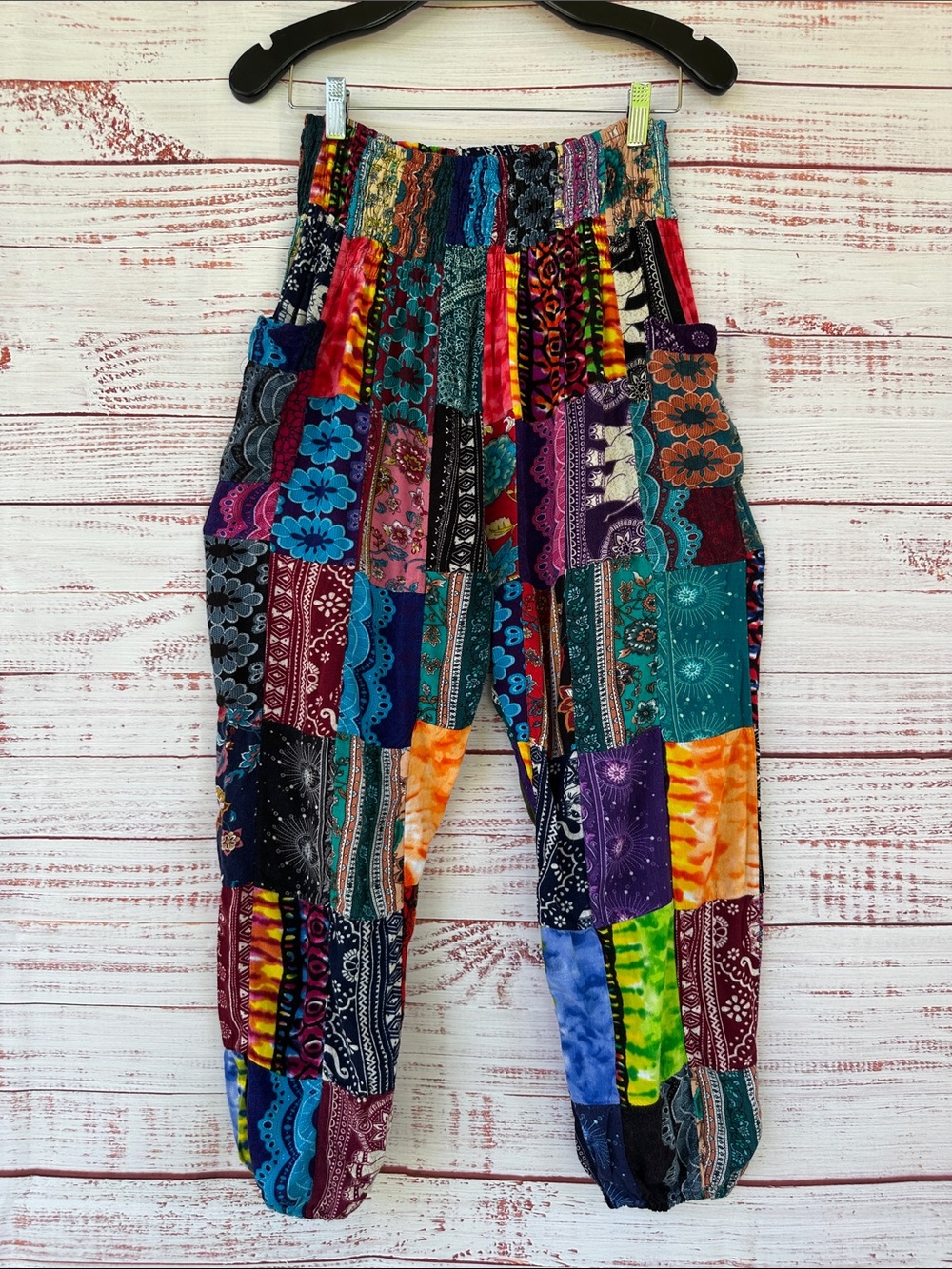 Kathmandu Patchwork Hippie Pants with Elastic Waist Size M